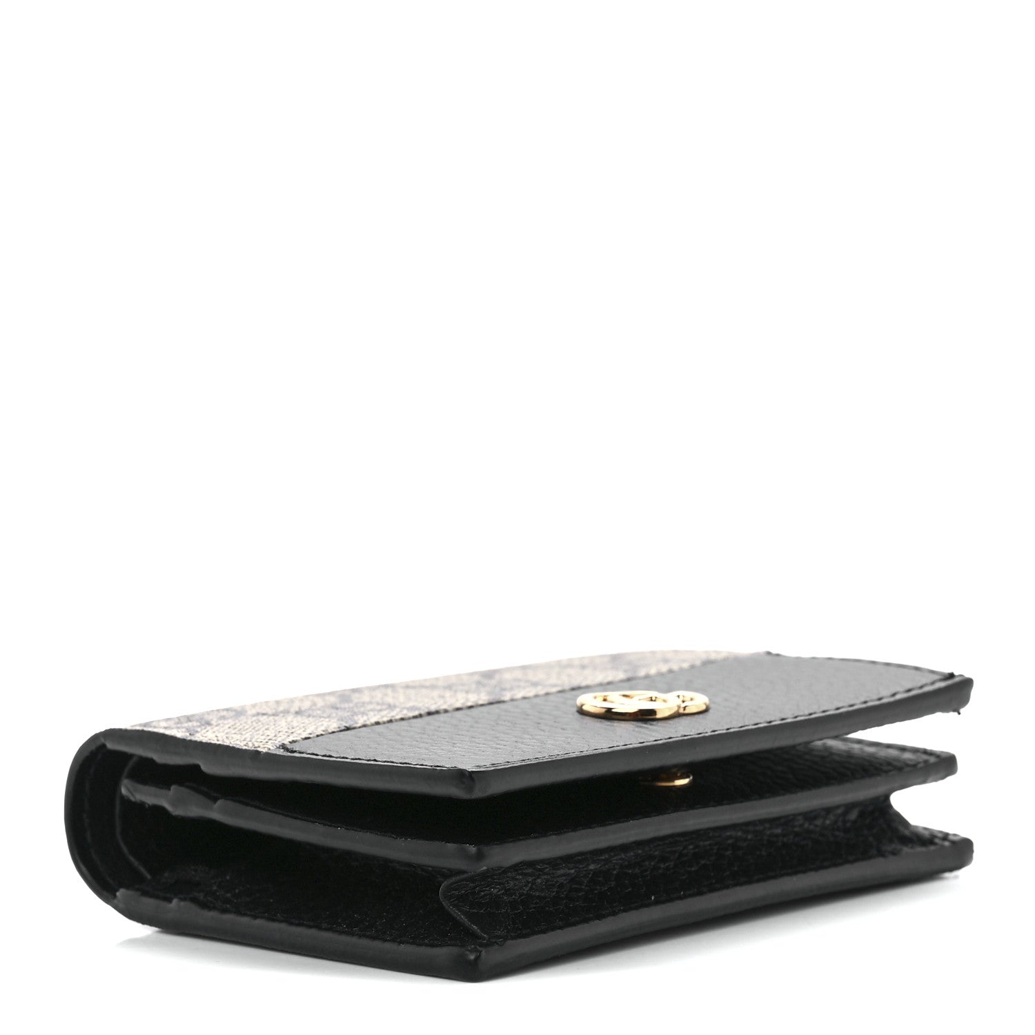 Gucci Dollar Calfskin GG Supreme Monogram GG Marmont Card Case Black Beige Ebony 4 of 11