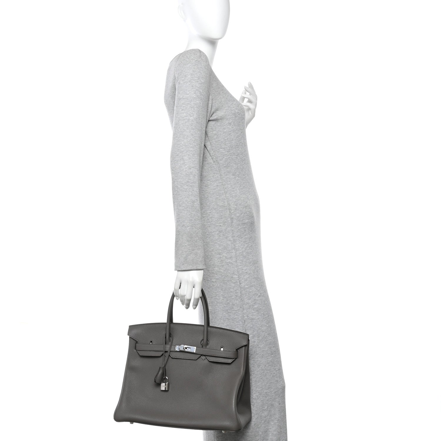 Hermes Taurillon Clemence Birkin 35 Etain 2 of 10