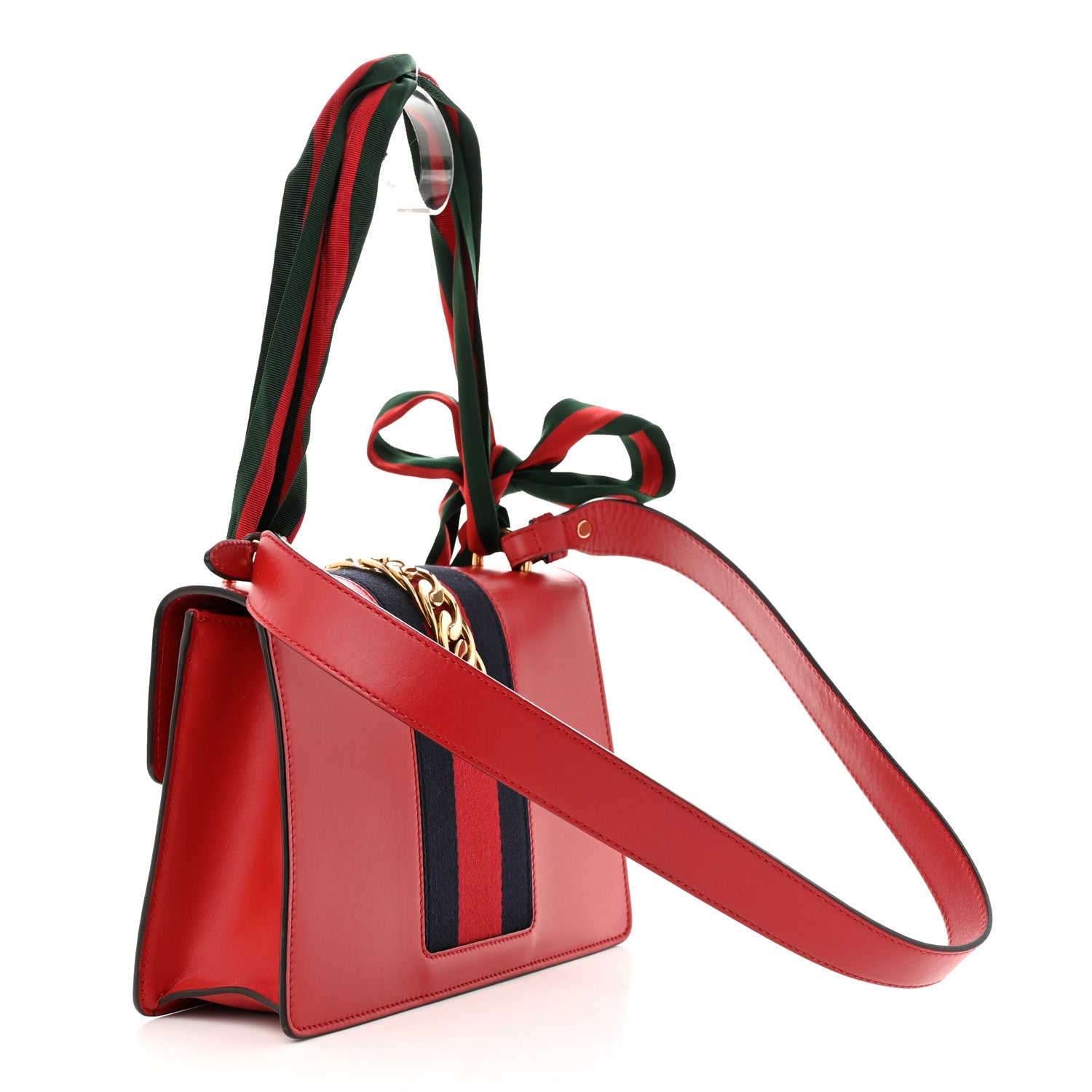 Gucci Calfskin Small Sylvie Shoulder Bag Hibiscus Red 3 of 12
