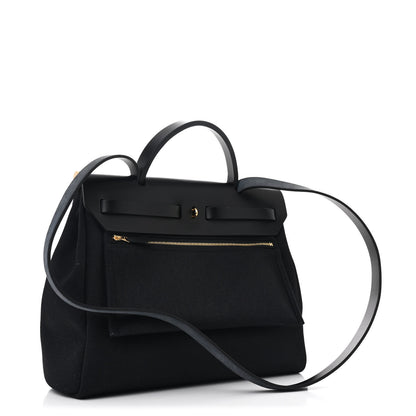 Hermes Military Toile Vache Hunter Herbag Zip Retourne 31 PM Black 4 of 11