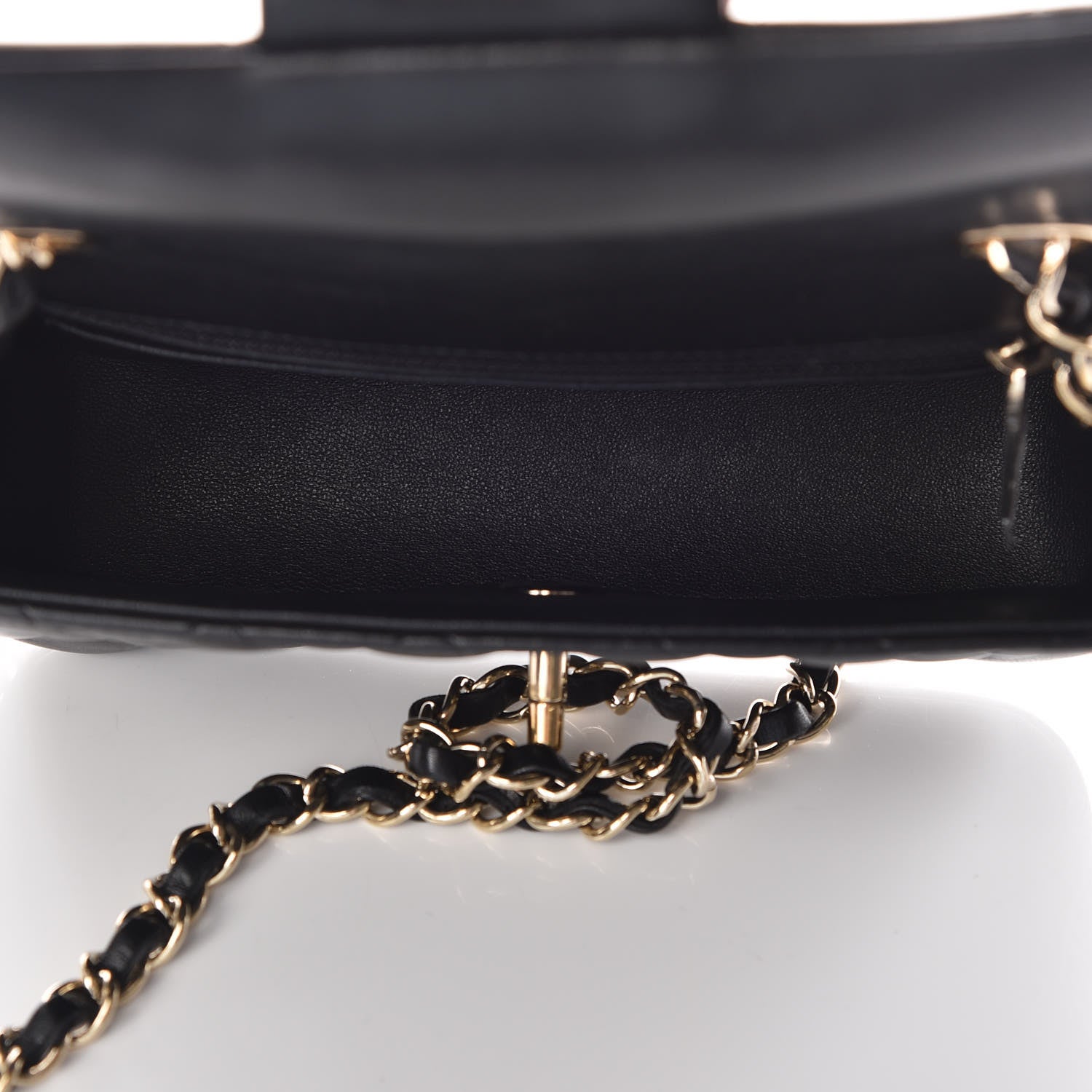 Chanel Lambskin Quilted Valentine Charms Mini Rectangular Flap Black 5 of 9