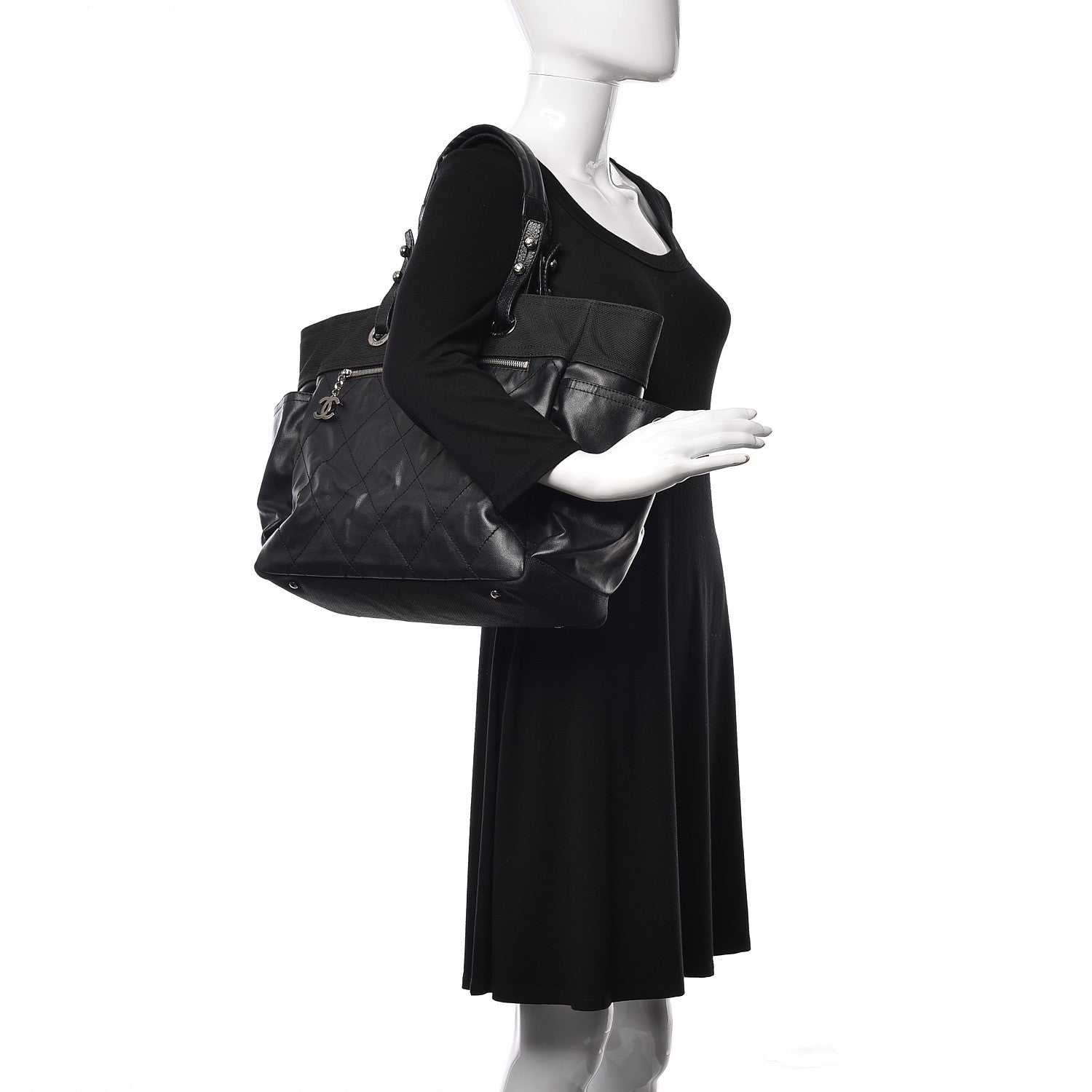 Chanel Coated Canvas Large Paris Biarritz Tote Black 2 of 17