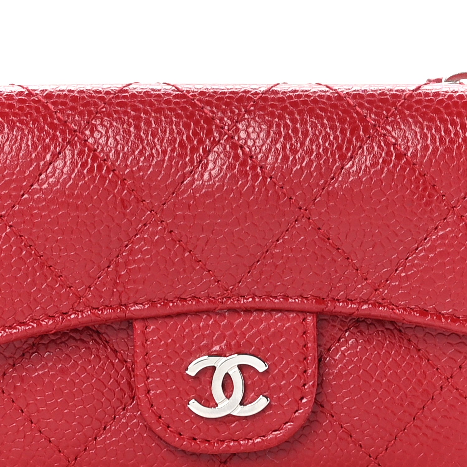 Chanel Caviar Quilted Coin Purse Red 9 of 10
