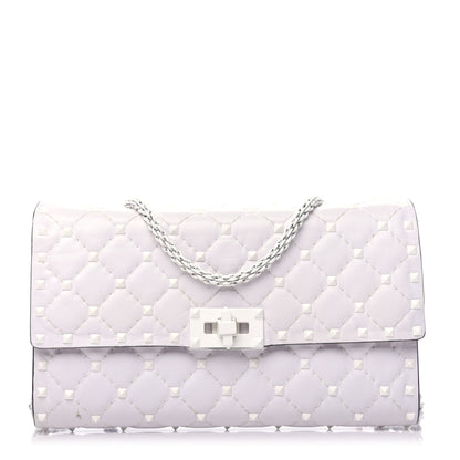 Valentino Garavani Lambskin Free Rockstud Spike Wallet on Chain Optic White 1 of 8