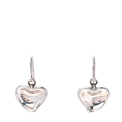 Tiffany Sterling Silver Elsa Peretti Full Heart Drop Earrings 1 of 4