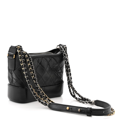 Chanel Aged Calfskin Quilted Small Gabrielle Hobo Black 3 of 10