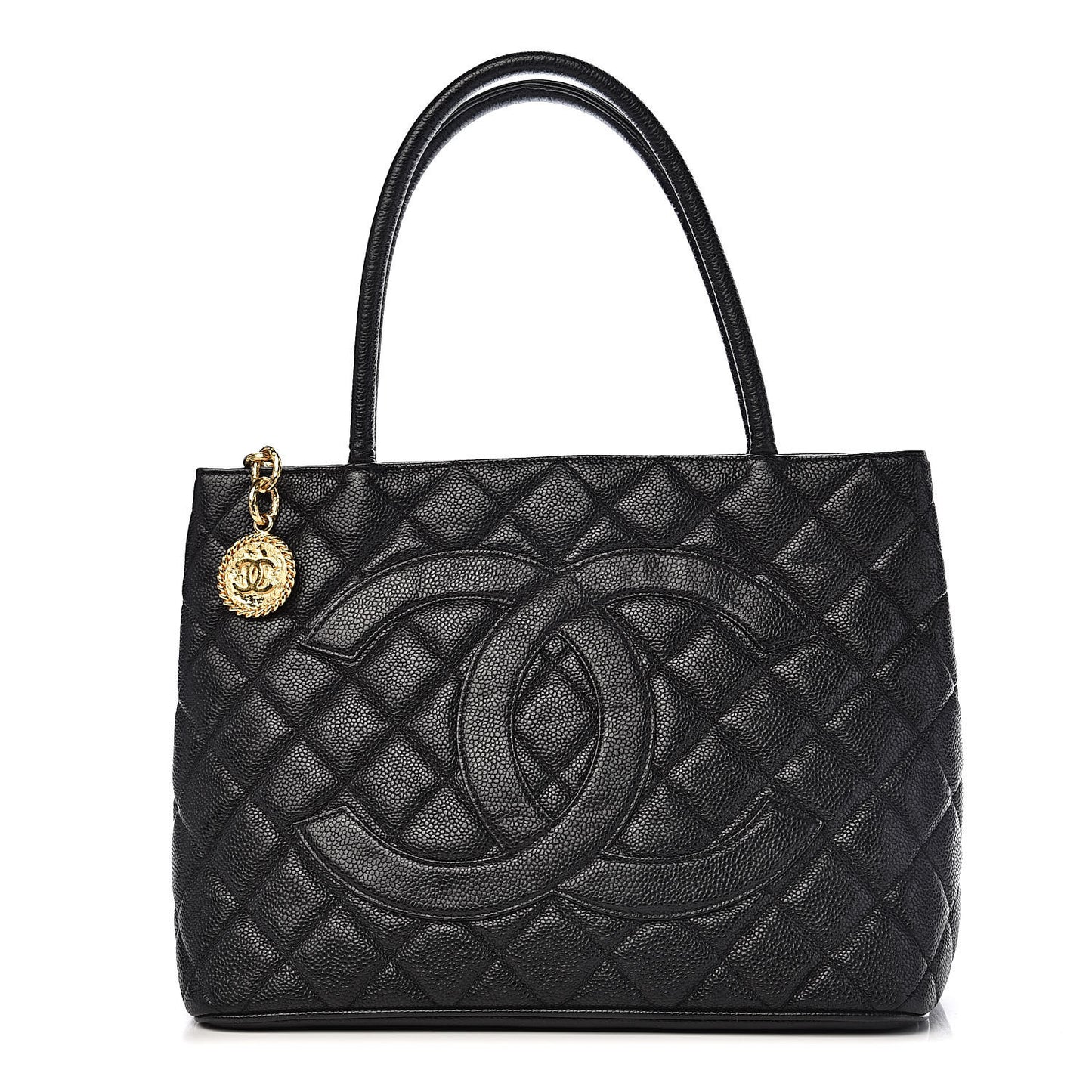 Caviar Quilted Medallion Tote Black