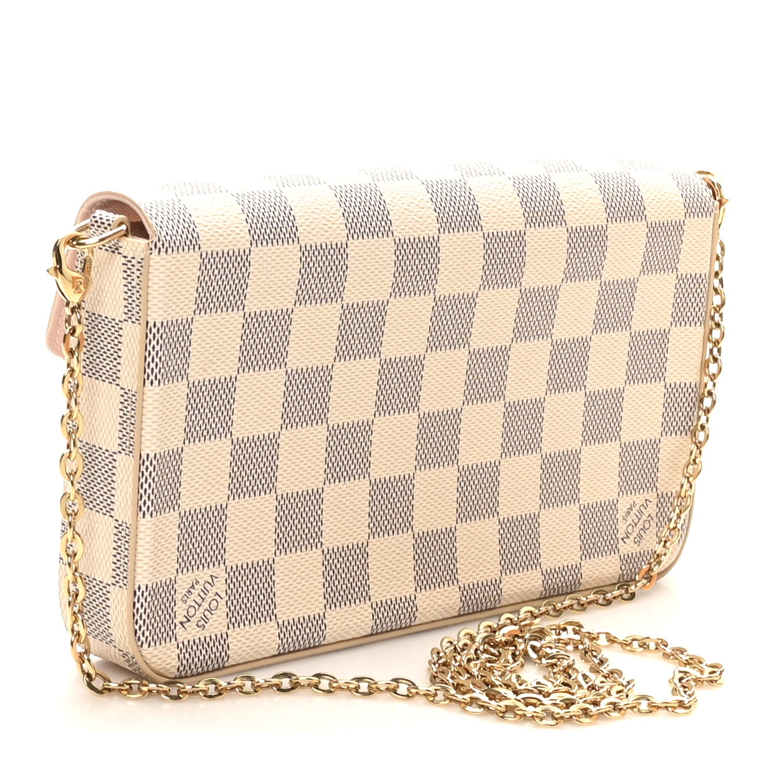 Louis Vuitton Damier Azur Pochette Felicie Chain Wallet Rose Ballerine 4 of 11