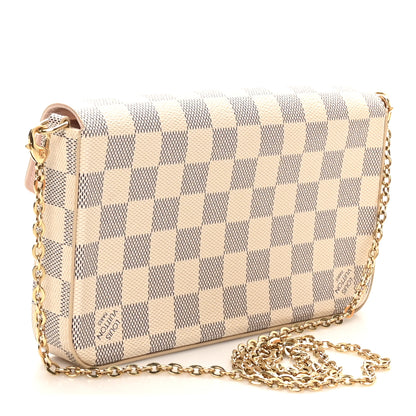 Louis Vuitton Damier Azur Pochette Felicie Chain Wallet Rose Ballerine 4 of 11