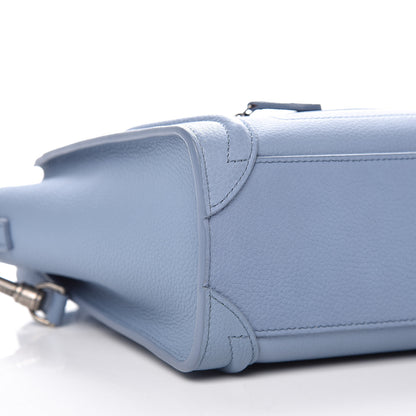Celine Drummed Calfskin Nano Luggage Blue 5 of 9