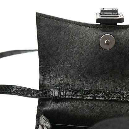 Balenciaga Shiny Calfskin Monochrome Crocodile Embossed Hourglass Top Handle Bag Mini Black 10 of 13