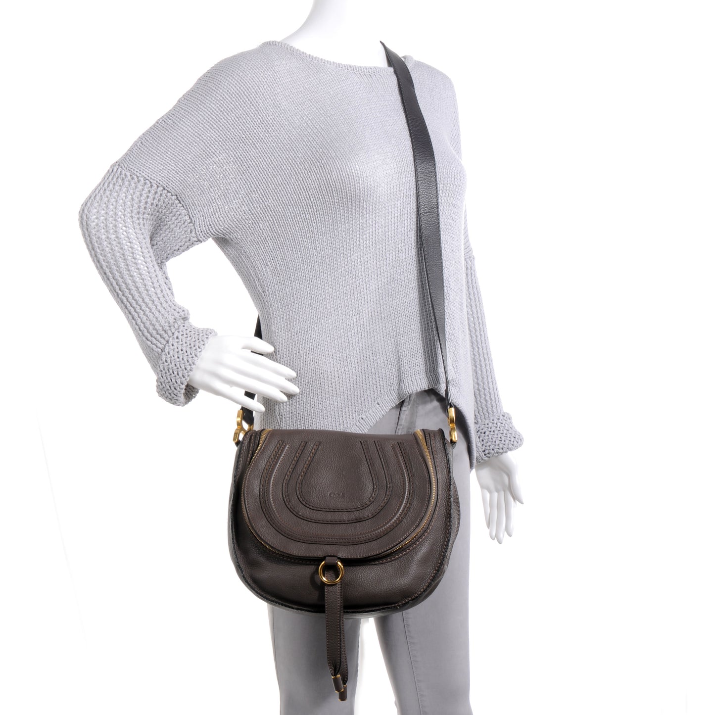 Calfskin Marcie Crossbody Bag Ash