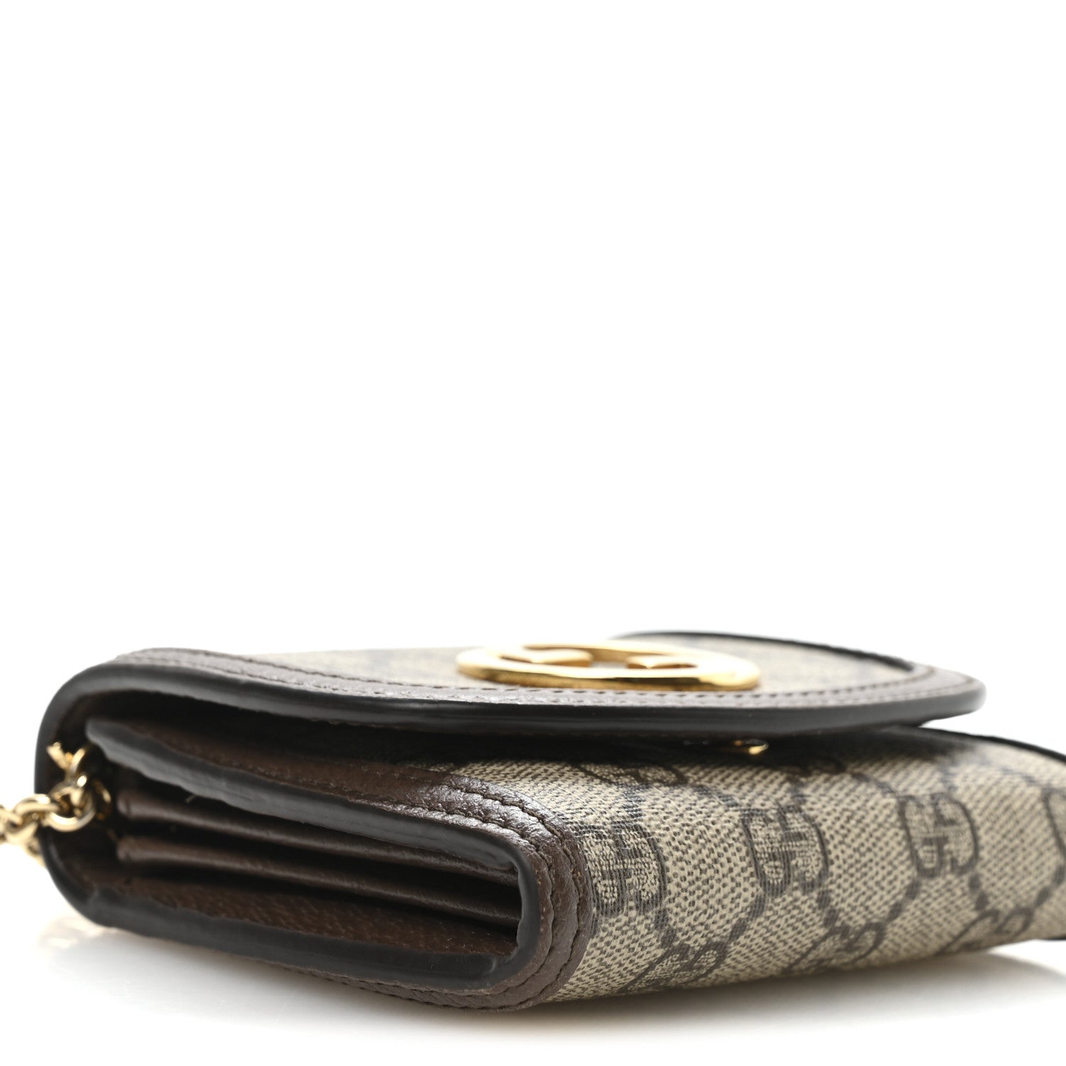 Gucci GG Supreme Monogram Textured Dollar Calfskin Blondie Chain Wallet Beige Ebony New Acero 9 of 11