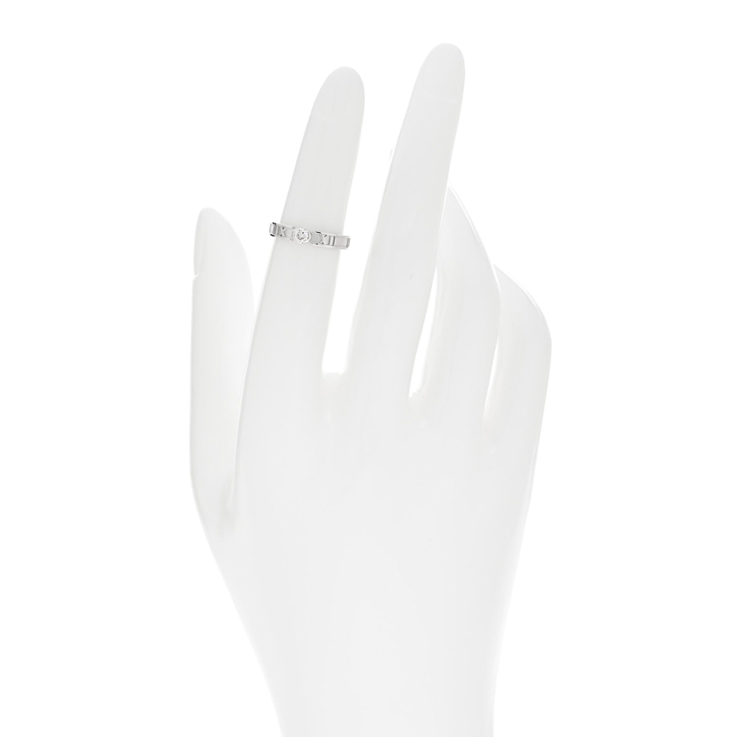 18K White Gold Diamond Atlas Solitaire Band Ring 46 3.75