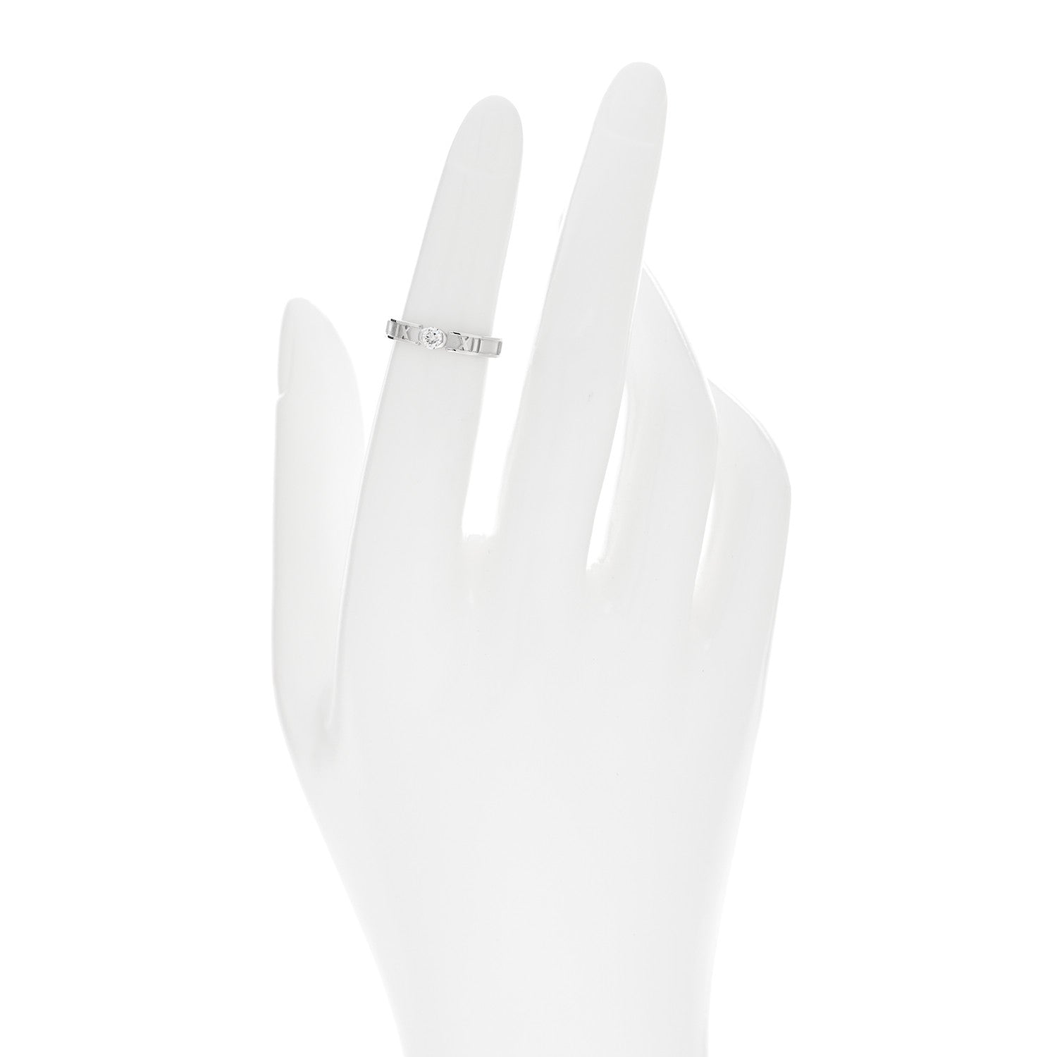 Tiffany 18K White Gold Diamond Atlas Solitaire Band Ring 46 3.75 2 of 5