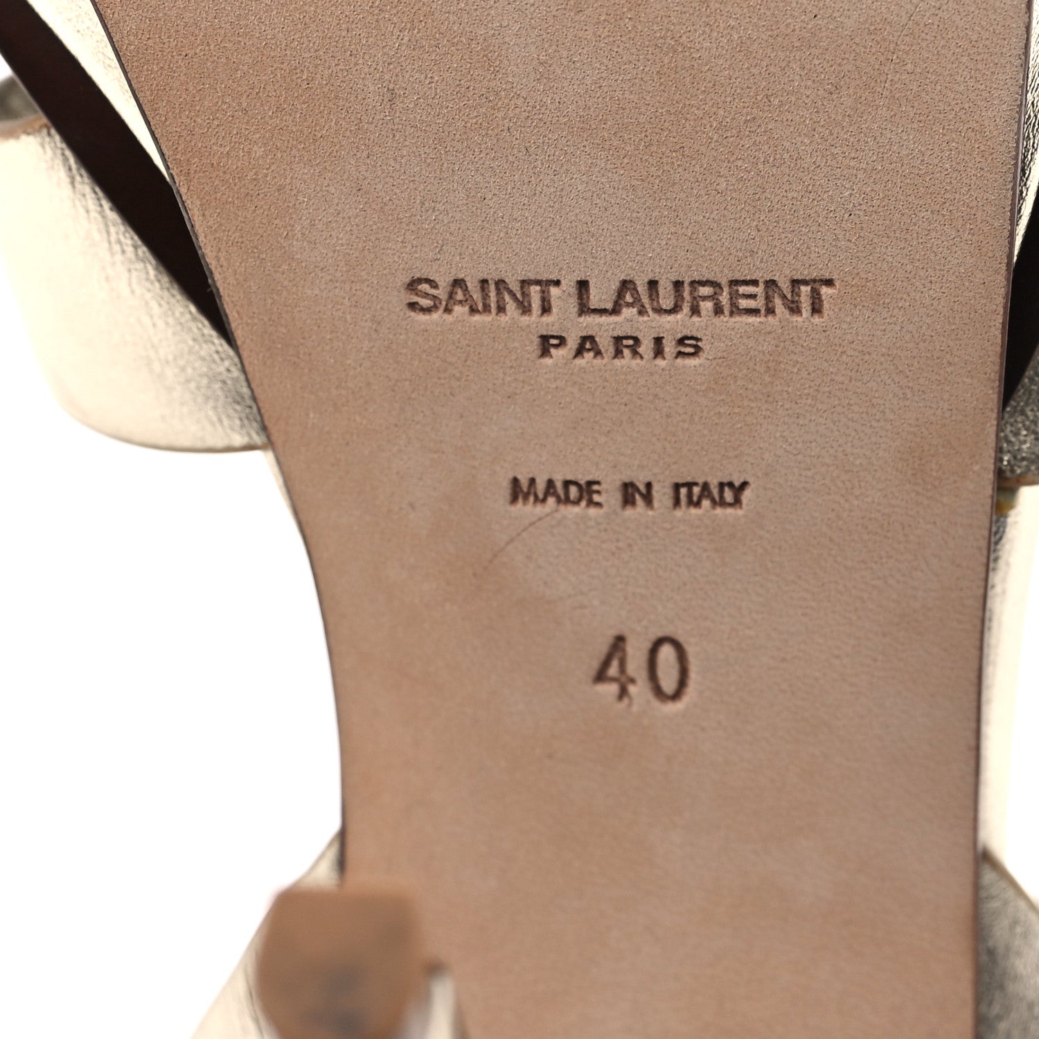 Saint Laurent Metallic Calfskin Tribute 105 Platform Sandals 40 Gold 7 of 12