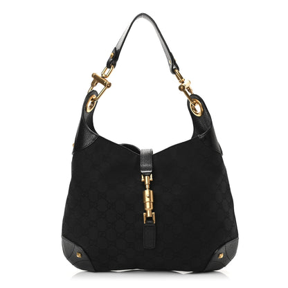 Gucci Monogram Piston Lock Jackie O Hobo Black 1 of 11