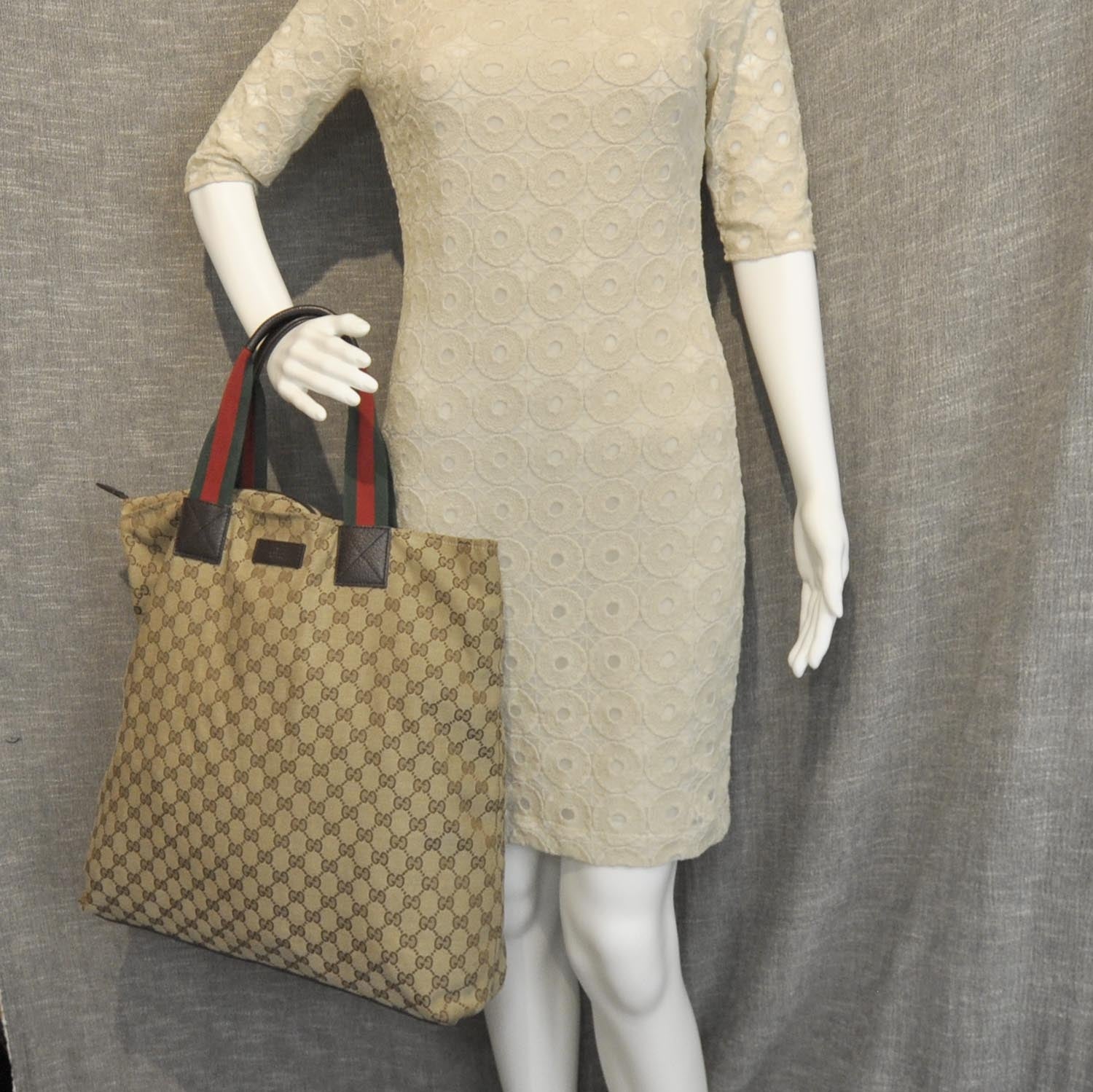 Gucci GG Monogram Large Web Handle Vertical Tote Dark Brown 2 of 8