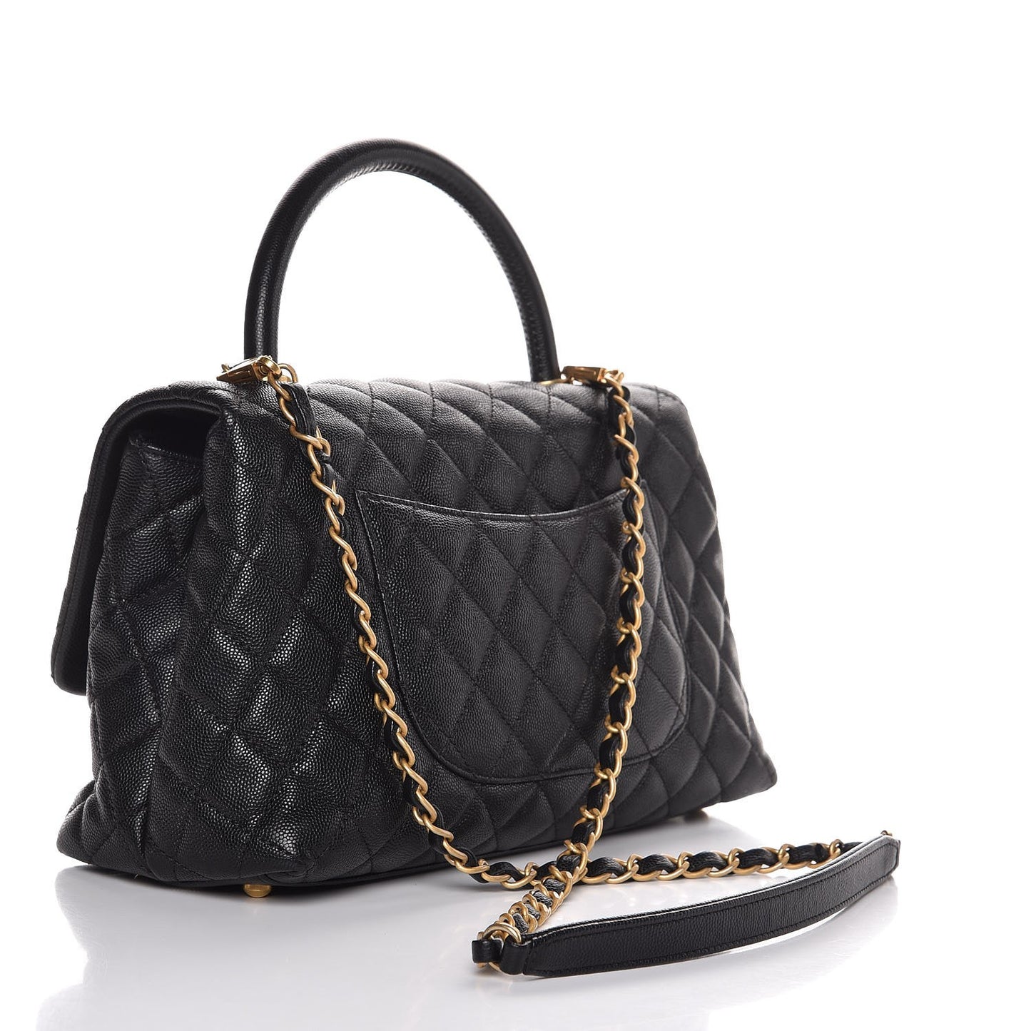 Caviar Quilted Small Coco Handle Flap Black