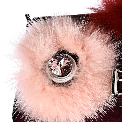 Fendi Shiny Nappa Mink Fox Fur Crystal Micro Buggie Baguette Bordeaux Rust Multicolor 5 of 5