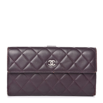 Chanel Lambskin Quilted Long Flap Wallet Prune 1 of 14