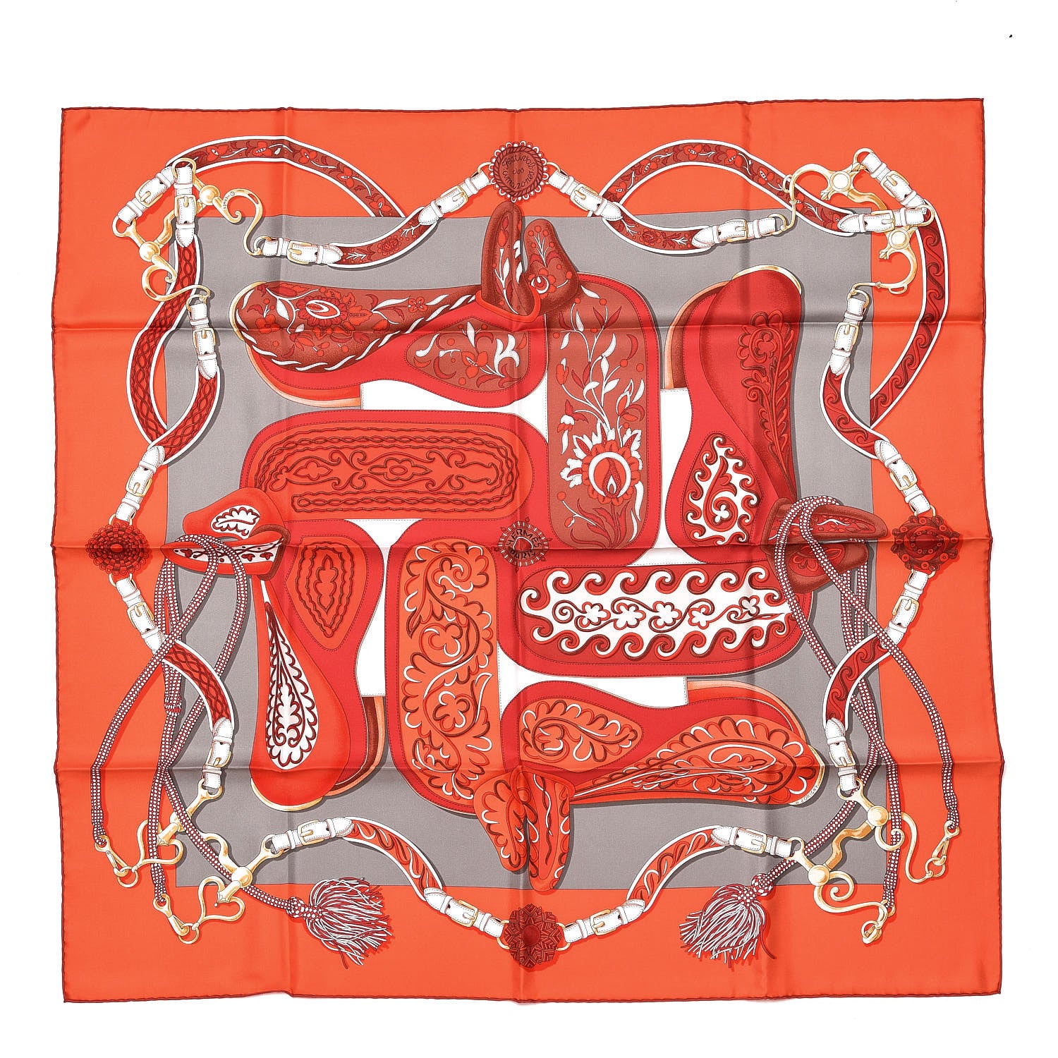 Hermes Silk Festival des Amazones Scarf 90 Rouge Etoupe Rouge H 1 of 4