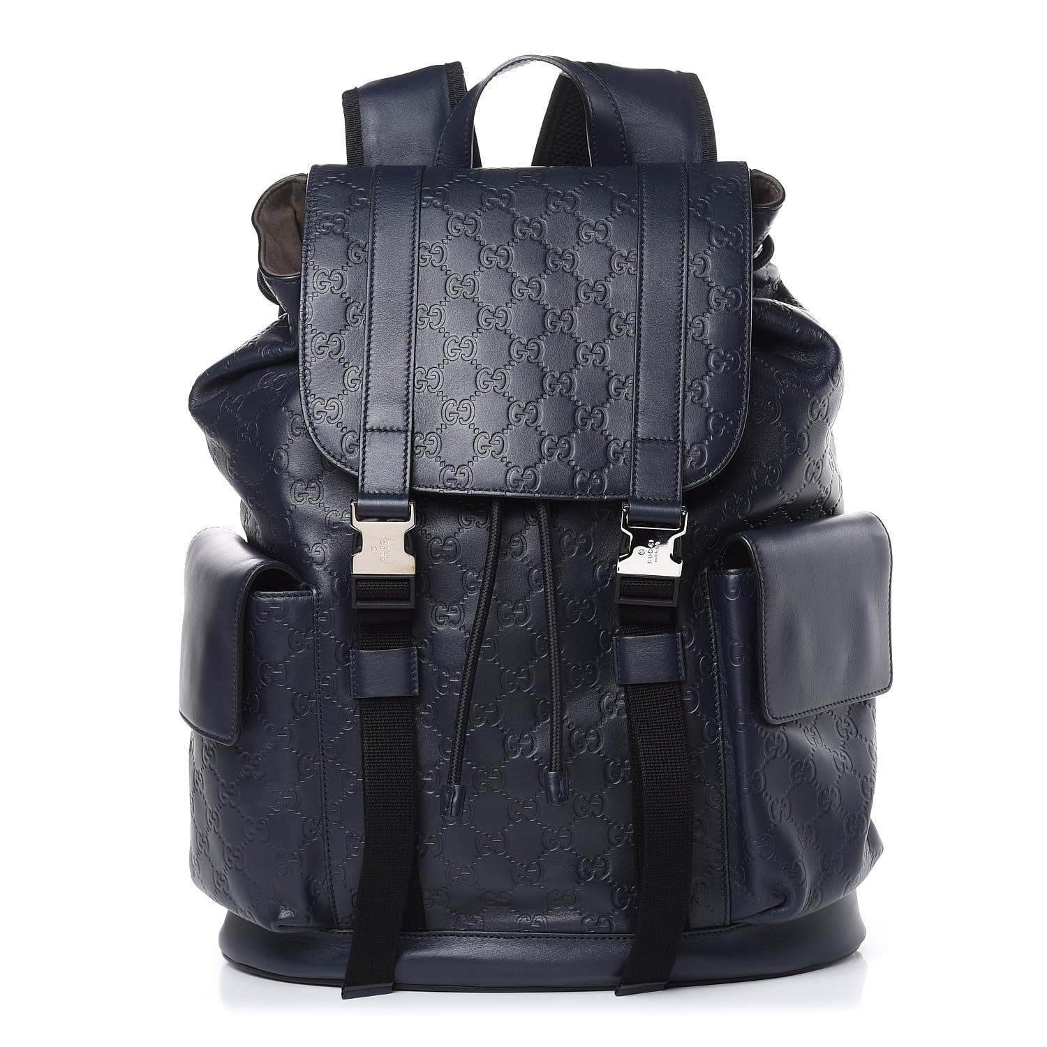 Gucci Guccissima Signature Double Buckle Backpack Blue 1 of 11