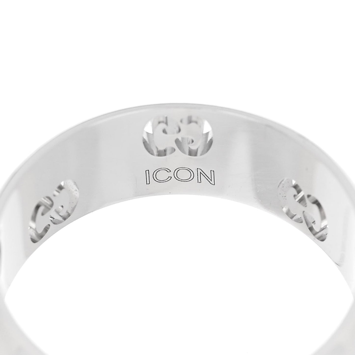 18K White Gold 6mm Icon Band Ring 49 4.75