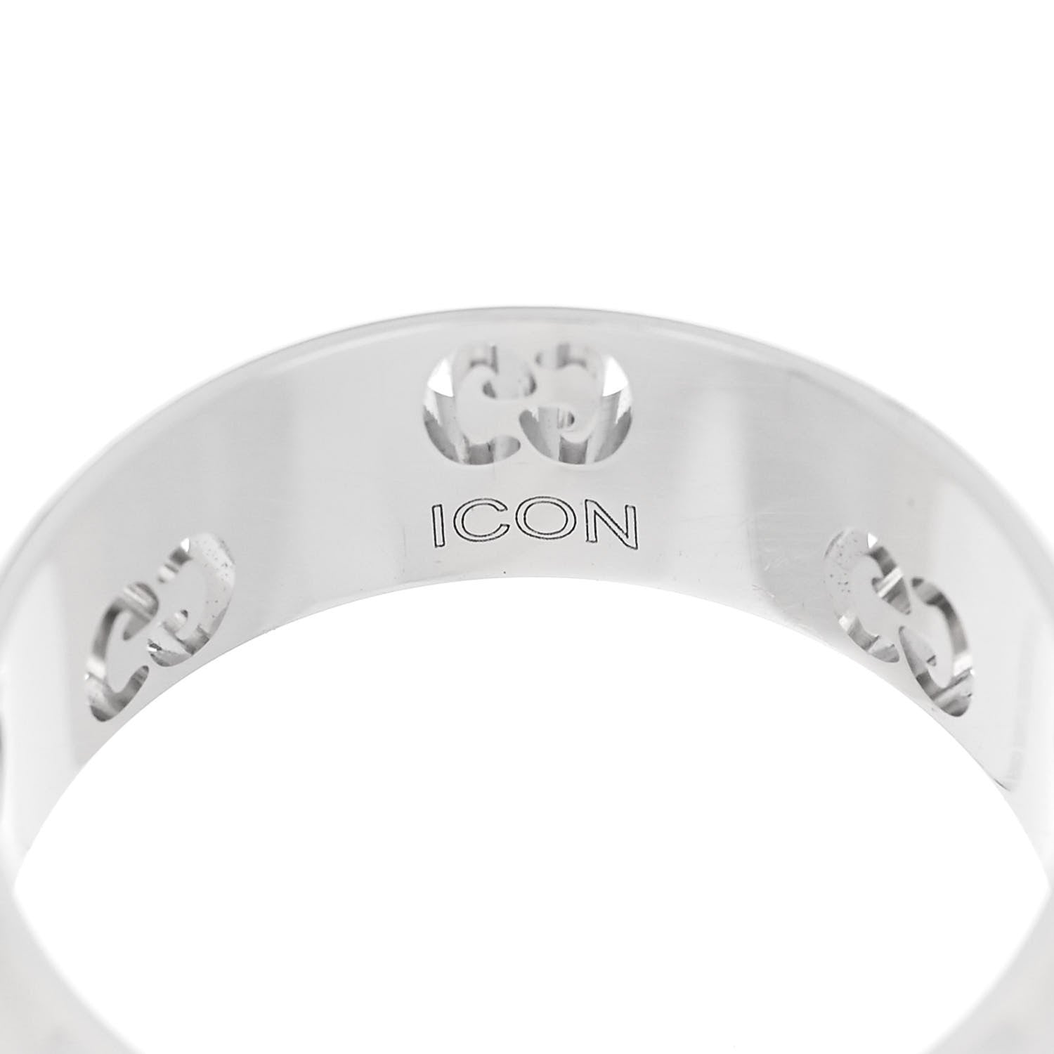 Gucci 18K White Gold 6mm Icon Band Ring 49 4.75 7 of 7