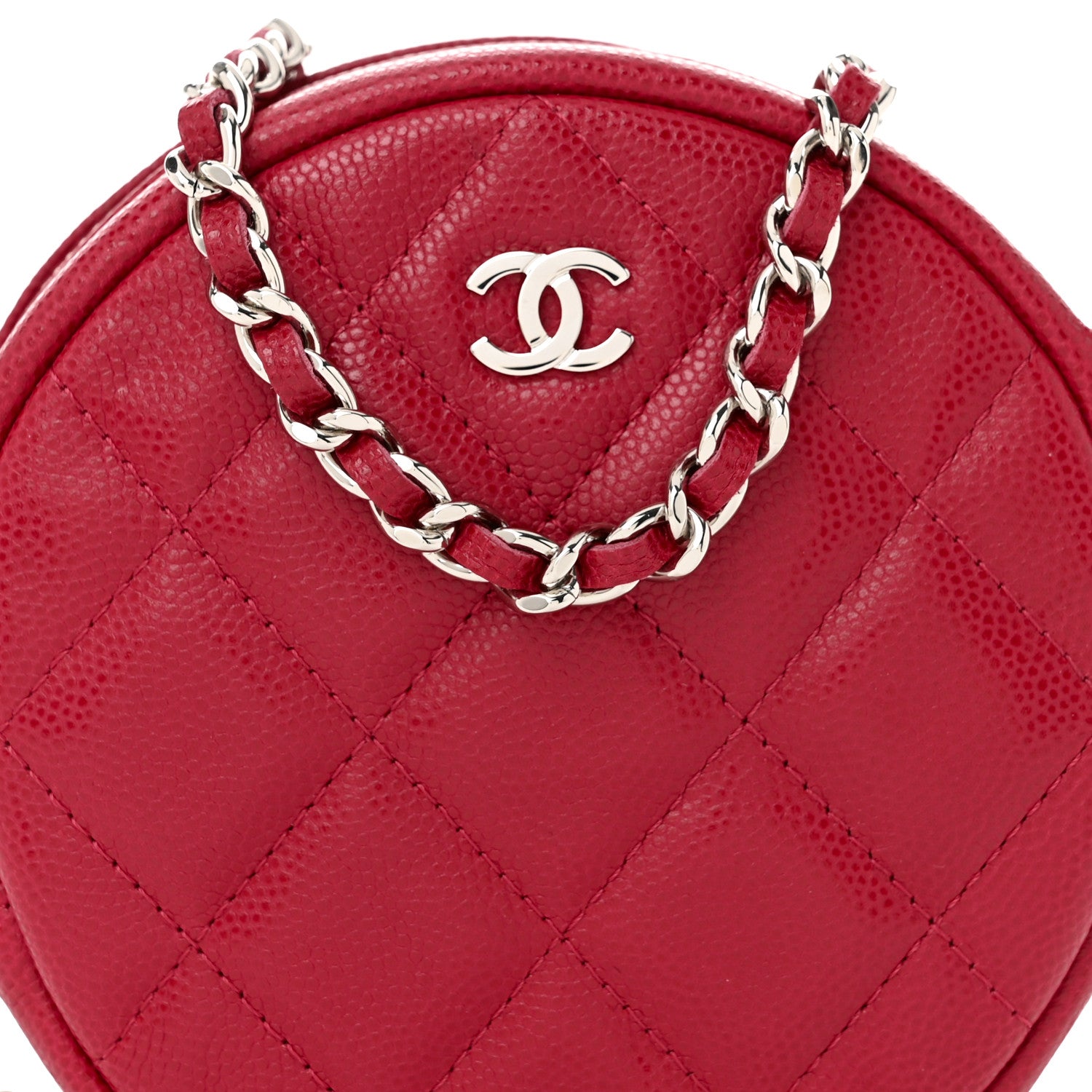 Chanel Caviar Quilted Round Clutch With Chain Pink 8 of 11