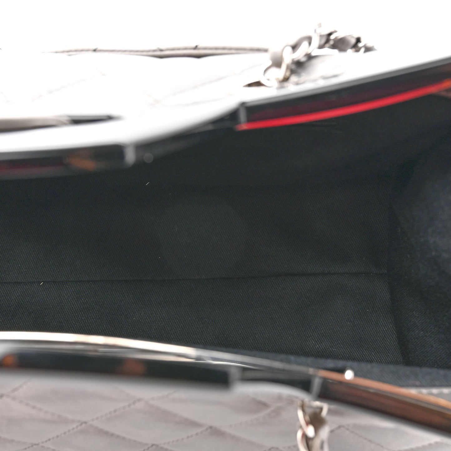 Glazed Calfskin Quilted Large CC Delivery Tote Grey