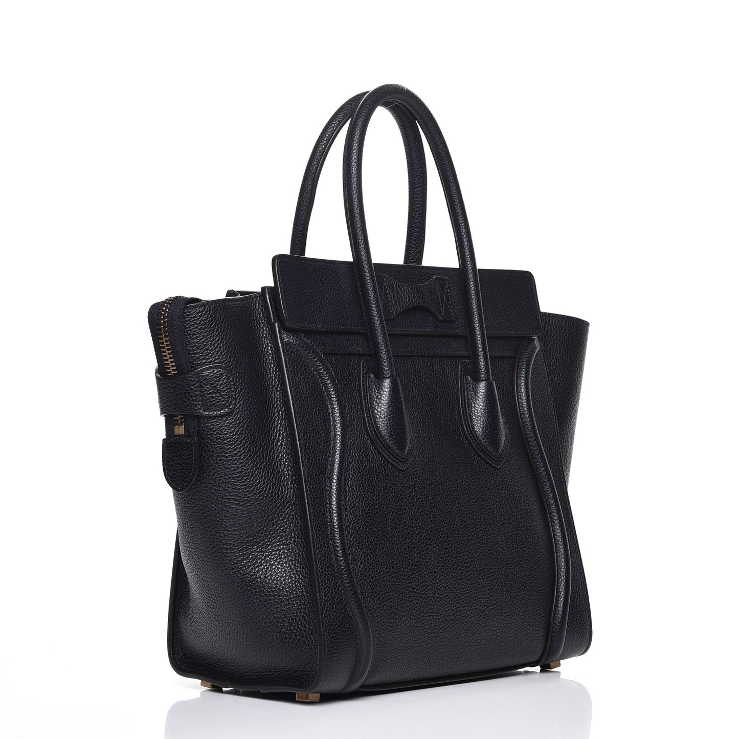 Drummed Calfskin Micro Luggage Midnight
