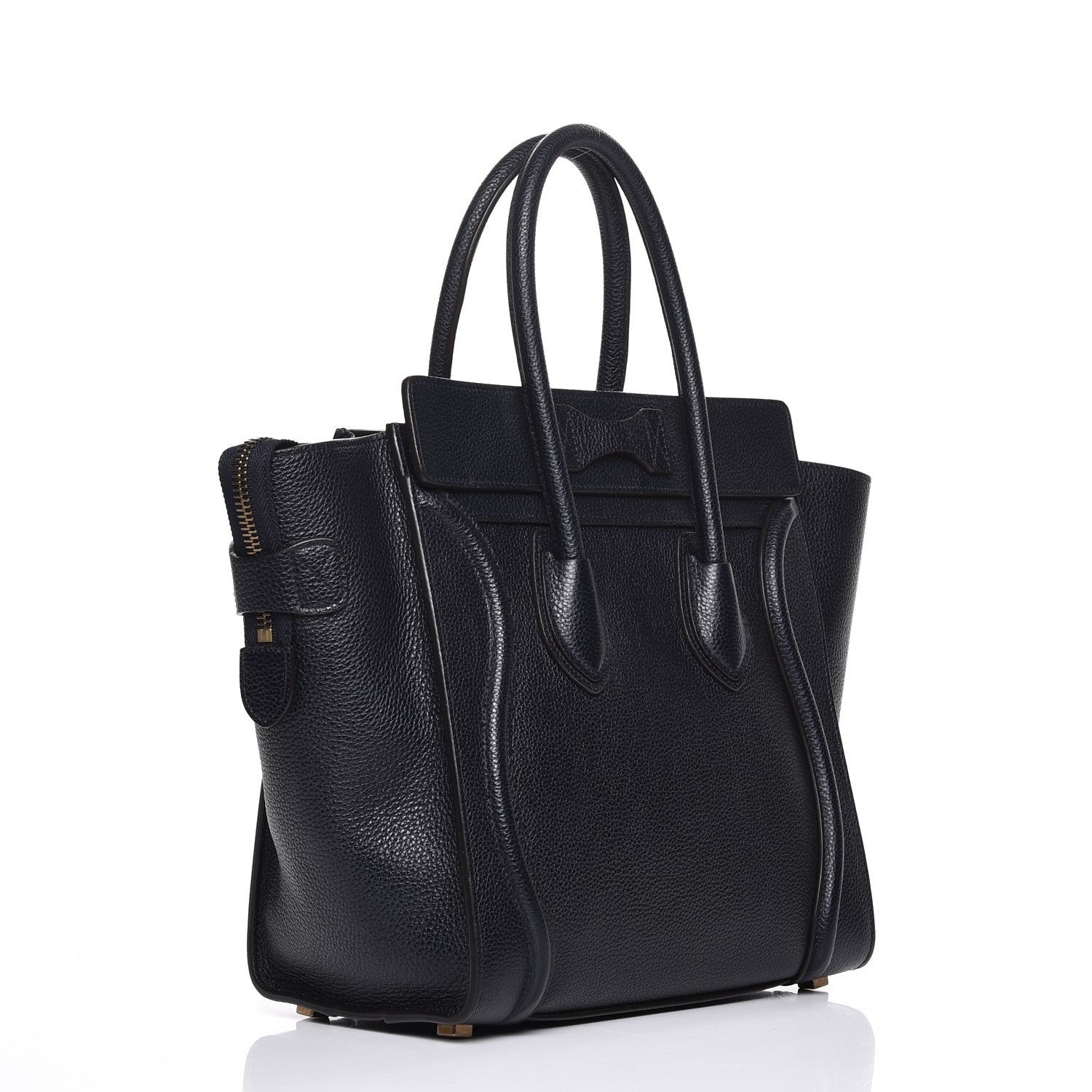 Celine Drummed Calfskin Micro Luggage Midnight 3 of 10