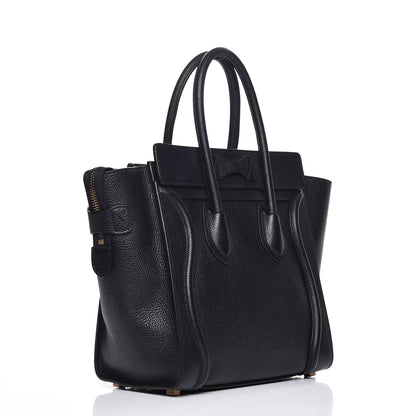 Celine Drummed Calfskin Micro Luggage Midnight 3 of 10