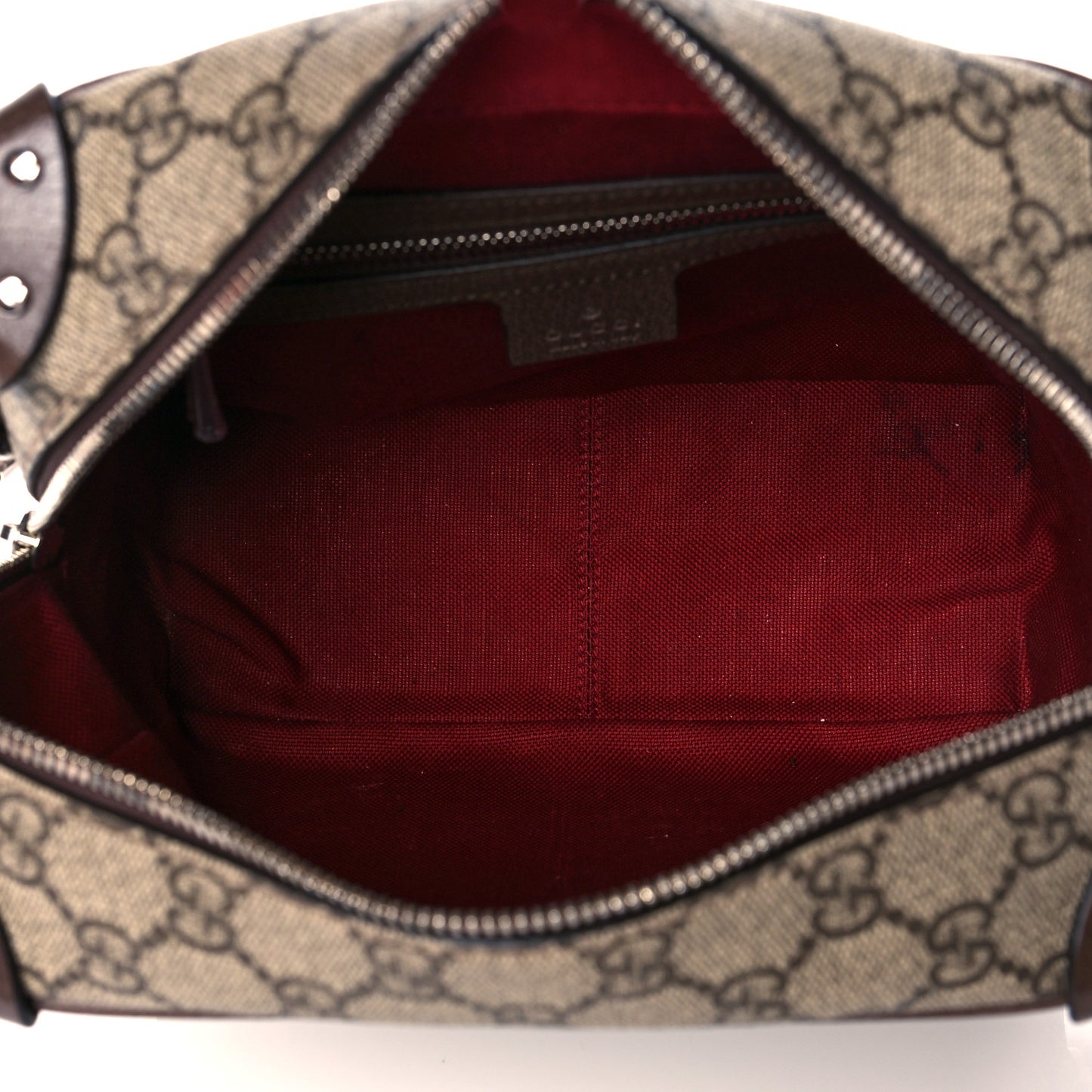 GG Supreme Monogram Textured Calfskin Square Messenger Bag Beige Ebony New Acero