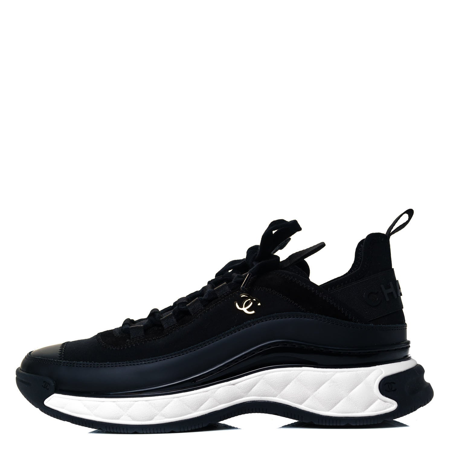 Chanel Velvet Calfskin Mixed Fibers CC Sneakers 41 Black 1 of 7
