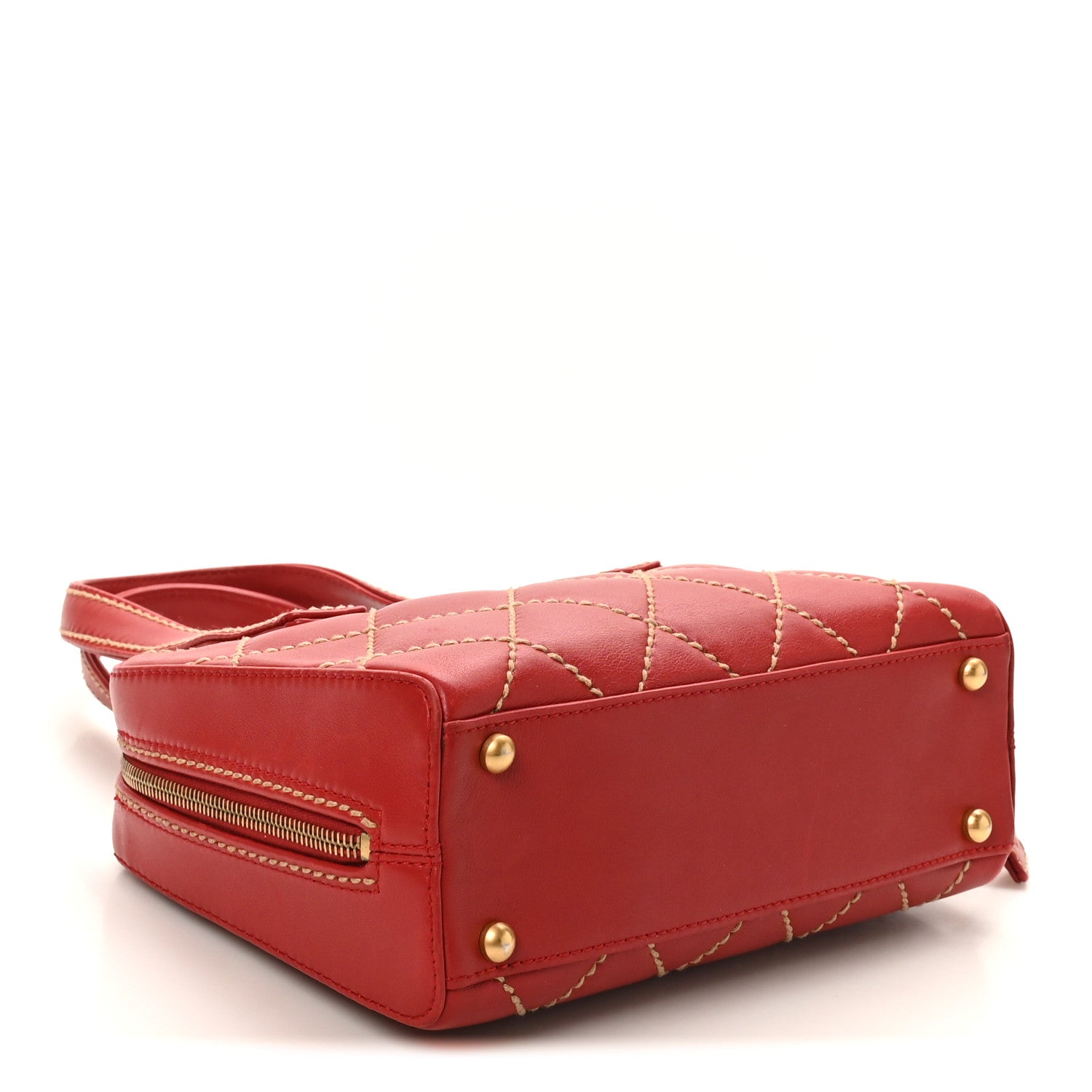 Chanel Calfskin Wild Stitch Top Handle Bag  Red 5 of 11