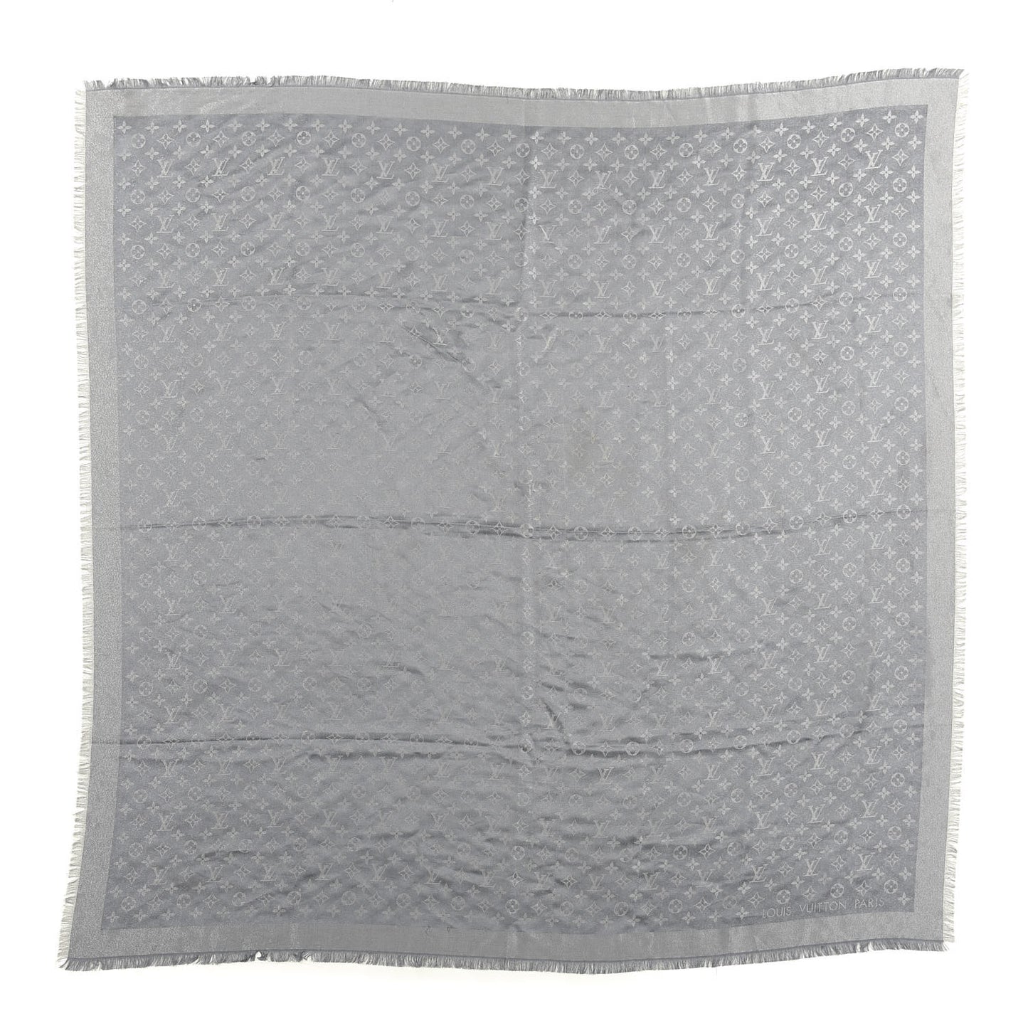Silk Lurex Wool Monogram Shine Shawl Charcoal Grey