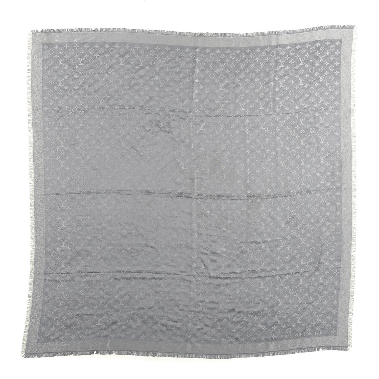Louis Vuitton Silk Lurex Wool Monogram Shine Shawl Charcoal Grey 1 of 3