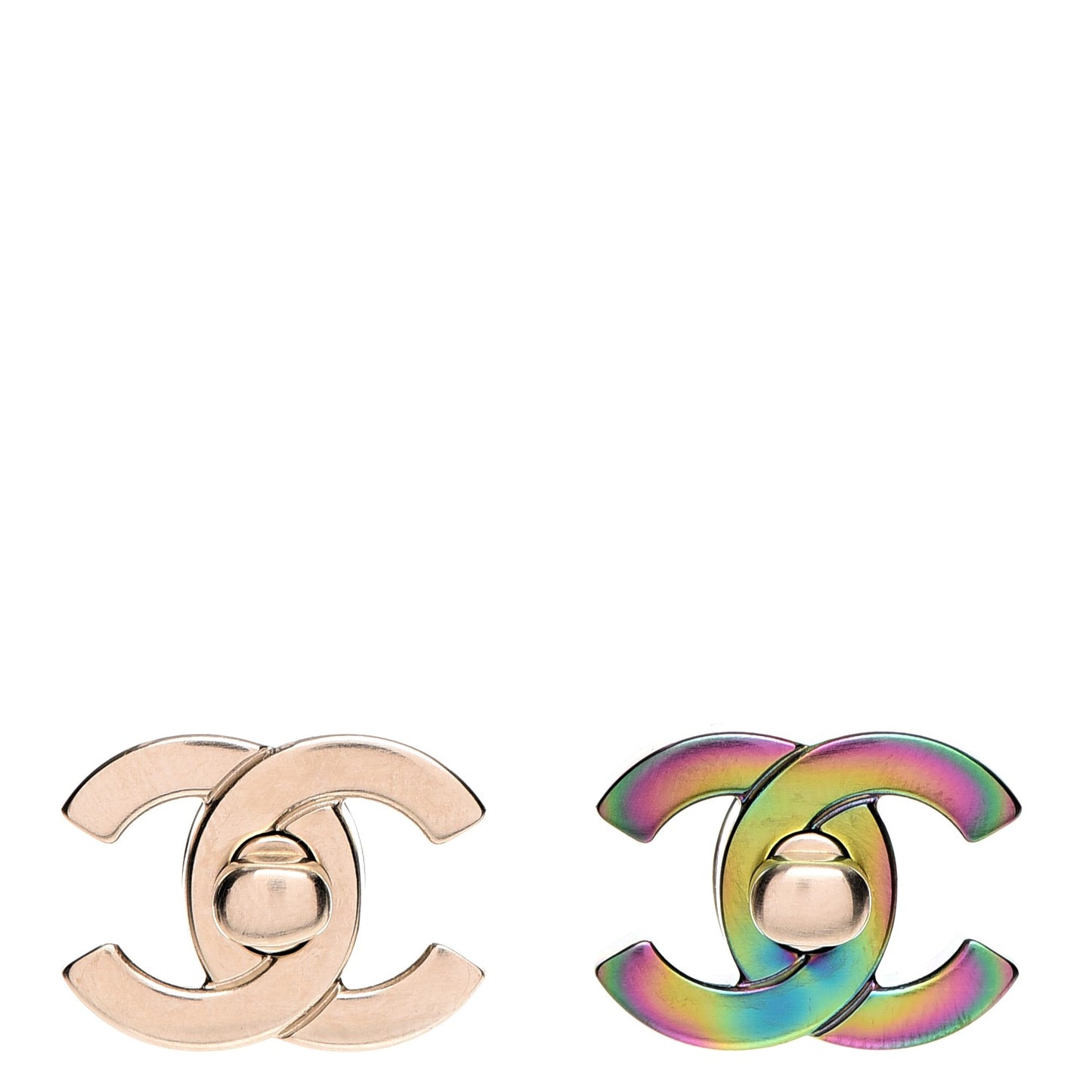 Metal CC Turnlock Interchangeable Earrings Gold