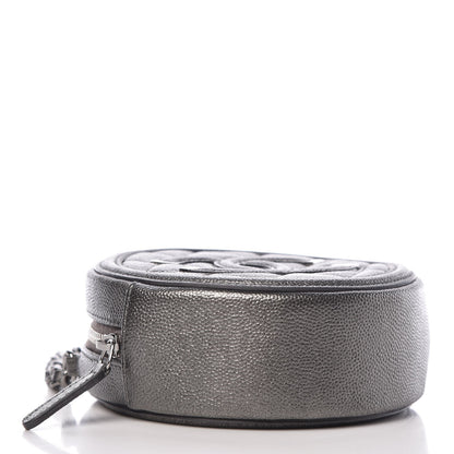 Chanel Metallic Caviar Quilted Round Filigree Crossbody Dark Silver 4 of 7