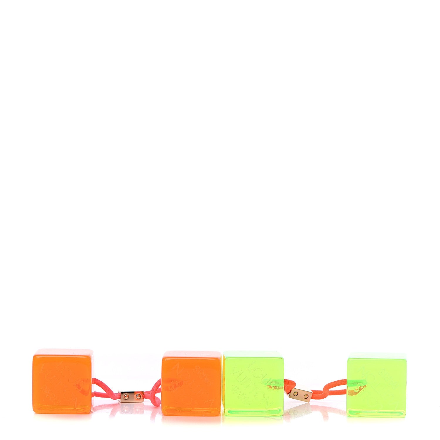 Louis Vuitton Resin Fluo Robert Wilson Hair Cubes Green Orange 1 of 3