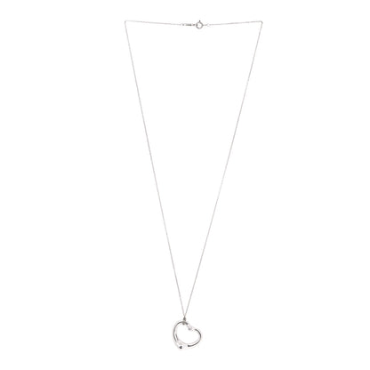 Tiffany Sterling Silver Diamond 22mm Elsa Peretti Open Heart Pendant Necklace 2 of 4