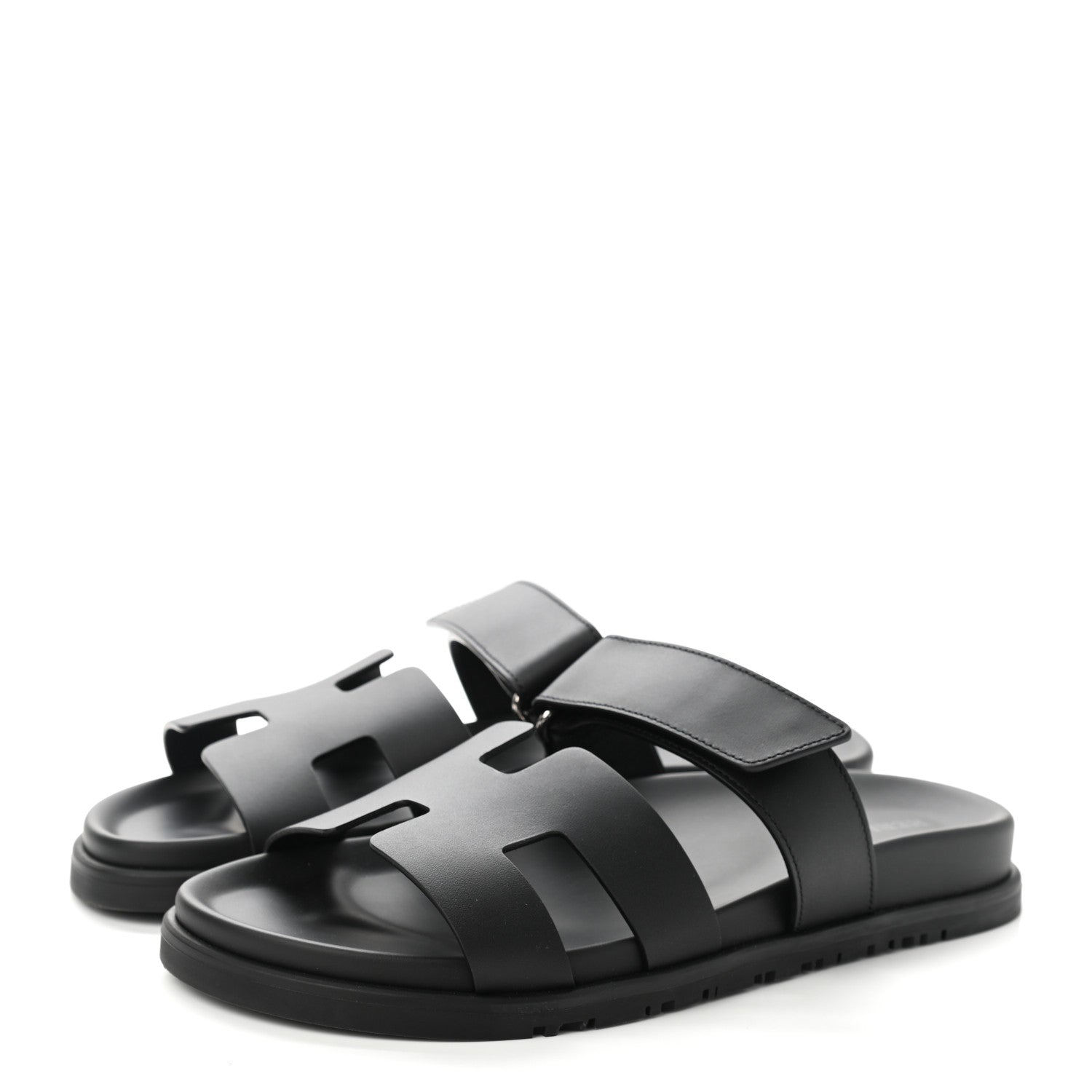 Hermes Calfskin Womens Chypre Sandals 38 Black 3 of 9