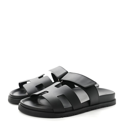Hermes Calfskin Womens Chypre Sandals 38 Black 3 of 9