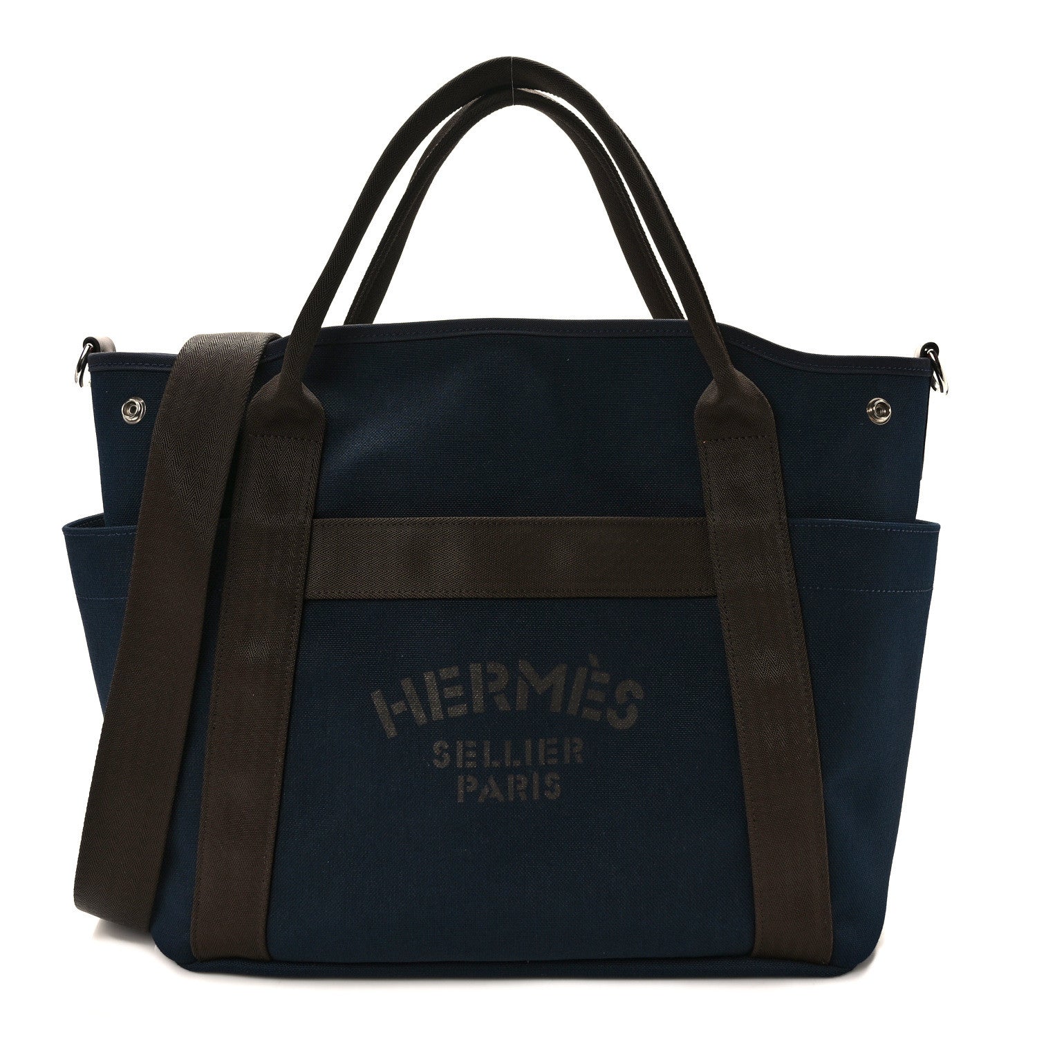 Hermes Toile Sac De Pansage Groom Bleu Navy Feu 1 of 9