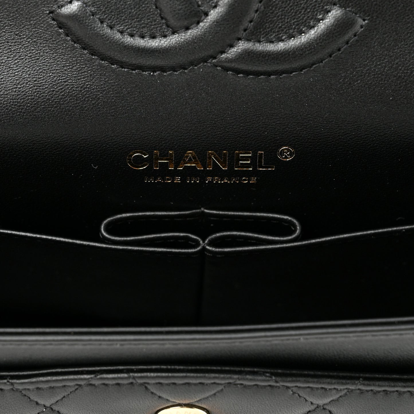 Lambskin Quilted Medium Double Flap Black