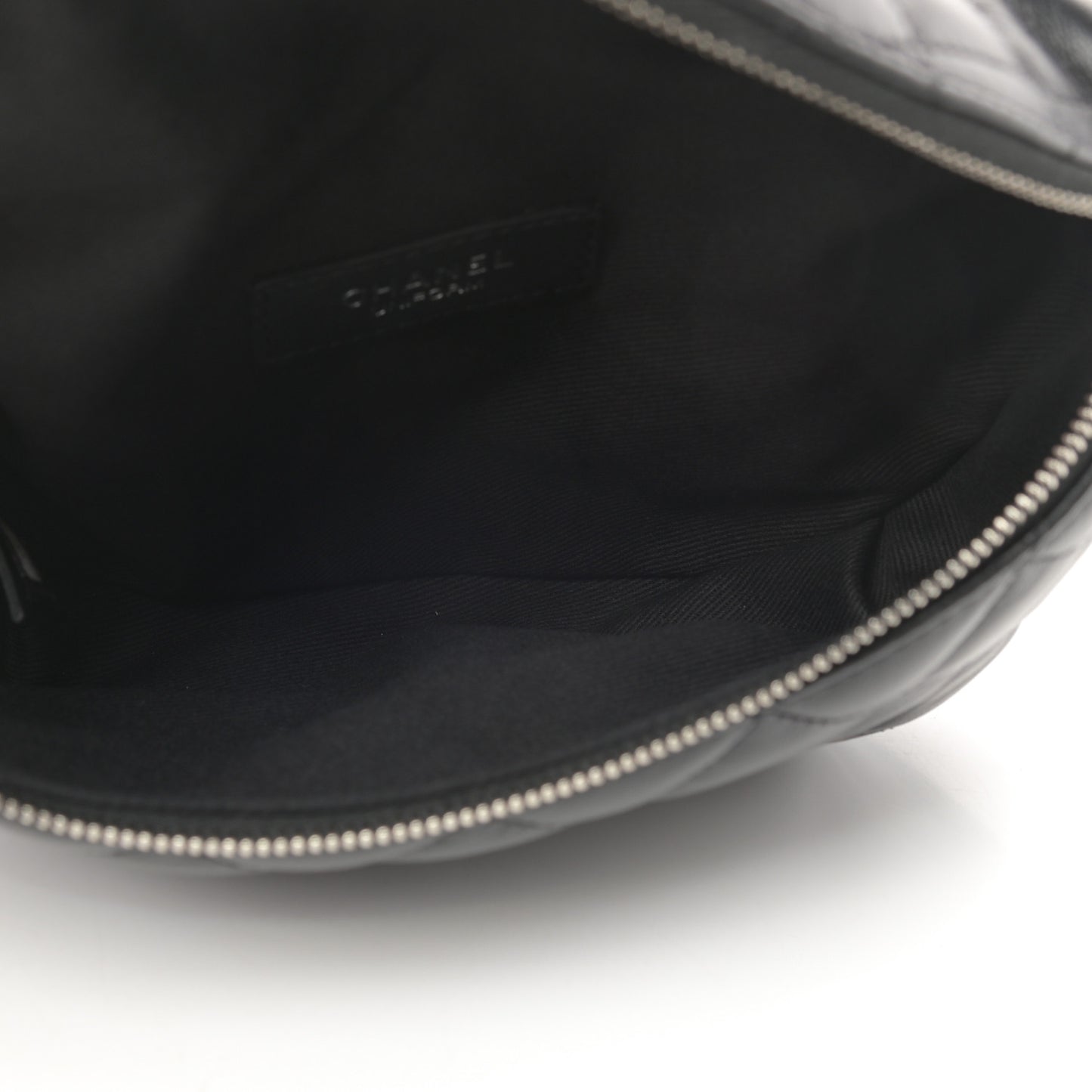 Calfskin Quilted Waist Belt Bag Black