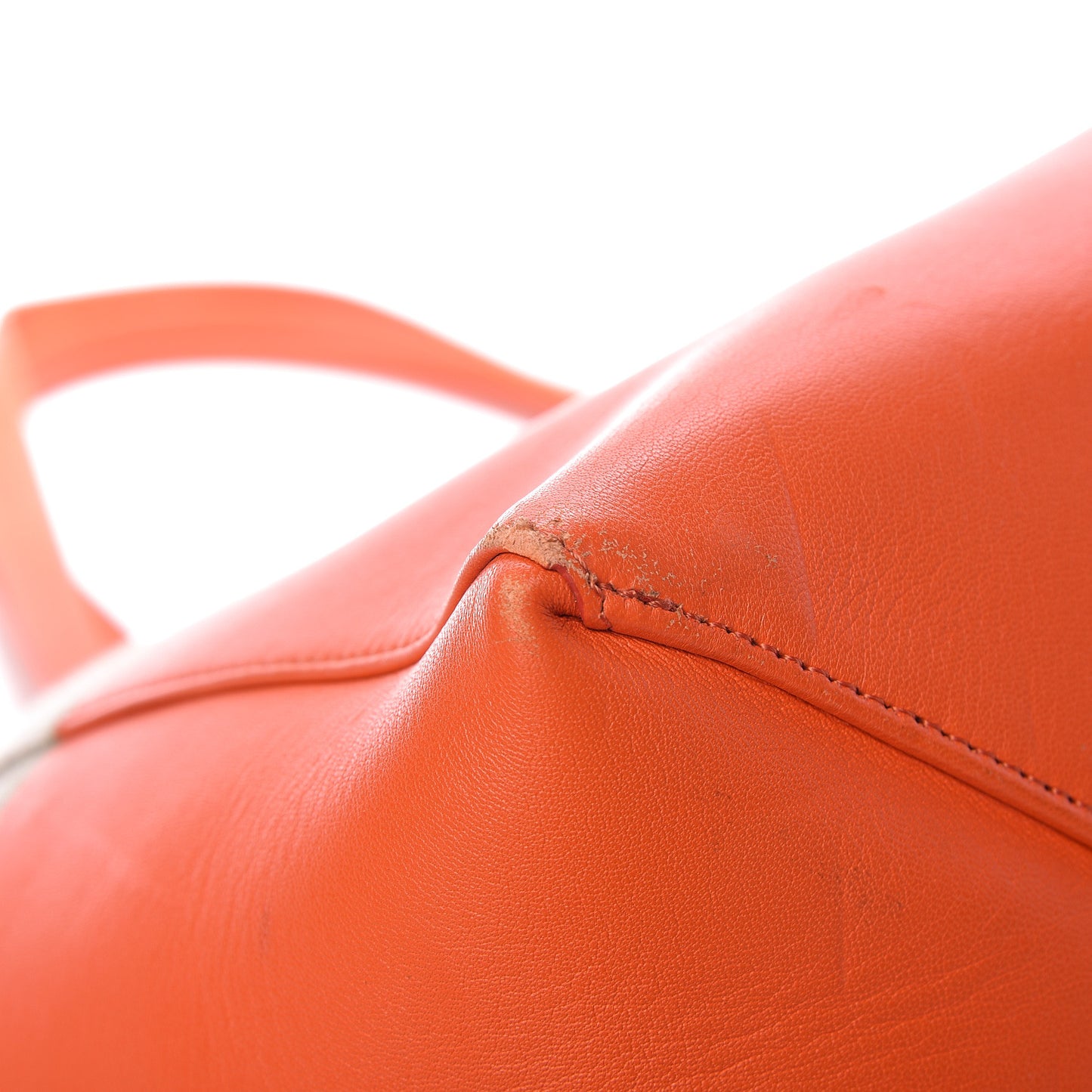 Canvas Lambskin Horizontal Bi-Color Cabas Fluo Orange