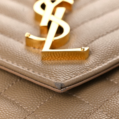 Saint Laurent Grain De Poudre Textured Mixed Matelasse Medium Triquilt Monogram Satchel Dark Beige 14 of 23